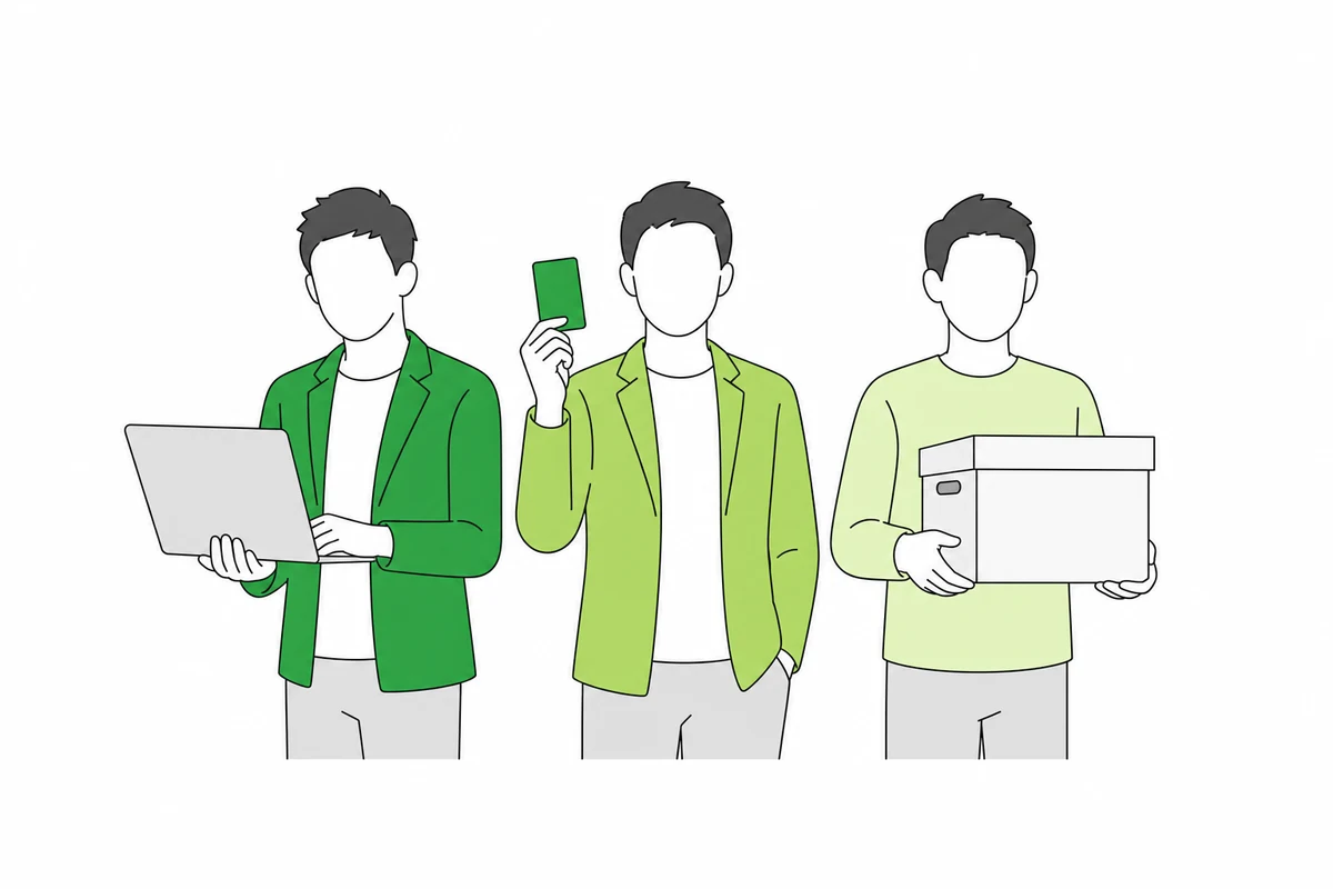 3人で会社を立ち上げたことを表したイメージイラスト