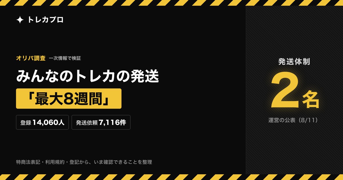 みんなのトレカは届かない？発送実績と本人確認、運営会社を一次情報で調査